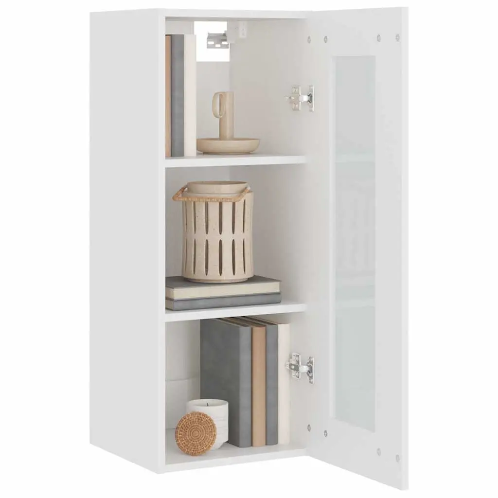 Hanging Wall Cabinet White 3 Compartments Wall-mounted Storage Organiser