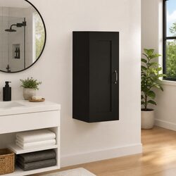 Hanging Storage Cabinet Black Wall-Mounted Engineered Wood 35x34x90cm