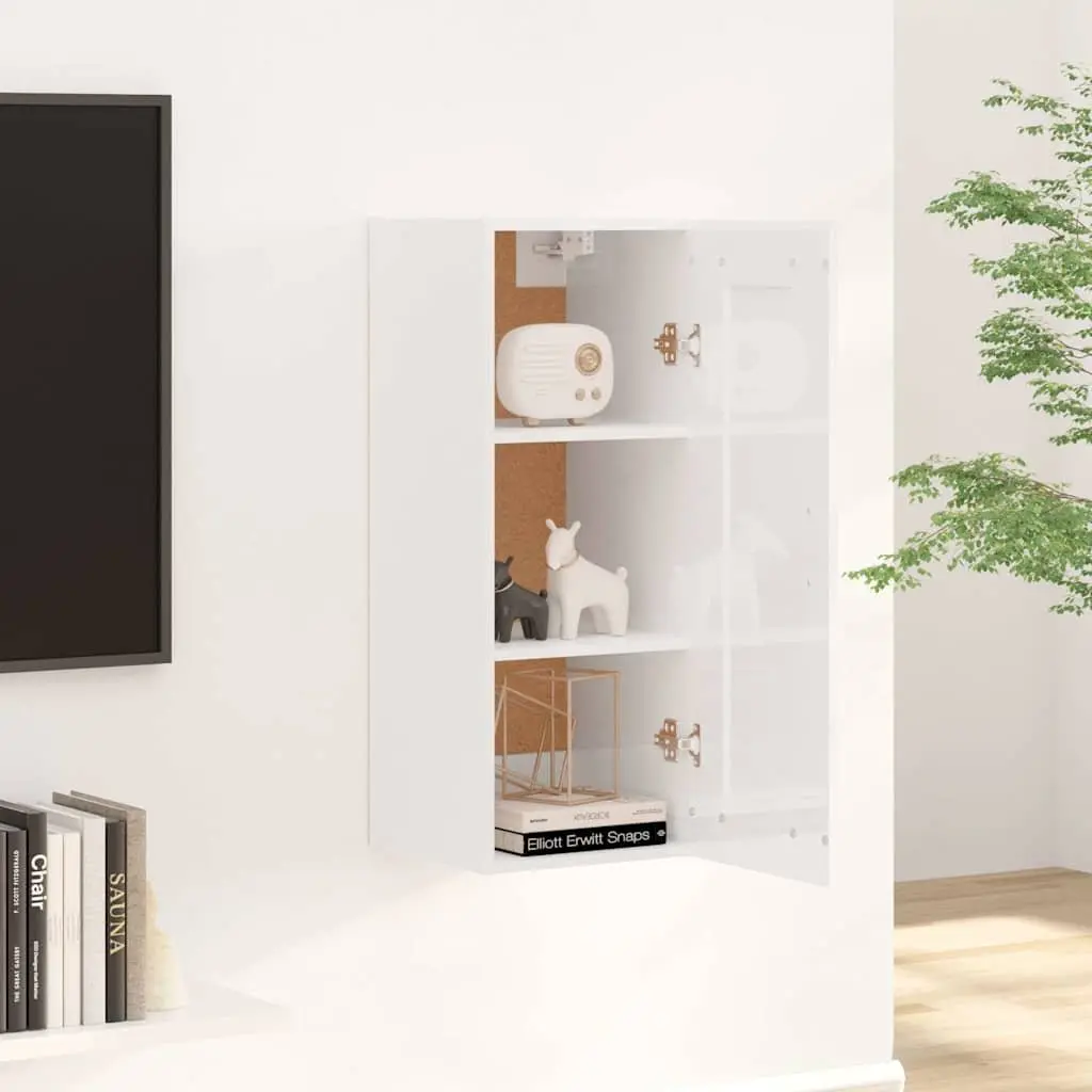 Hanging Storage Cabinet White 35x34x90cm Wall-Mounted Engineered Wood Door