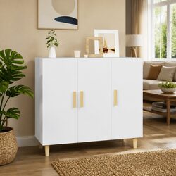 Concise 3-Door White Sideboard 90x34x80 cm Storage Cabinet