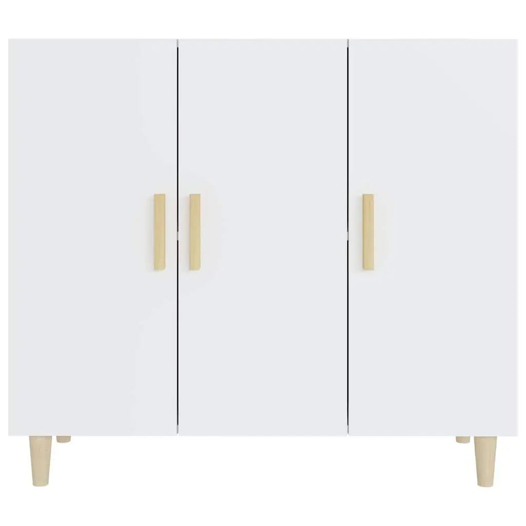3 Door Storage Cabinet White 90x34x80 cm Sideboard Buffet Furniture with Top Surface for Display