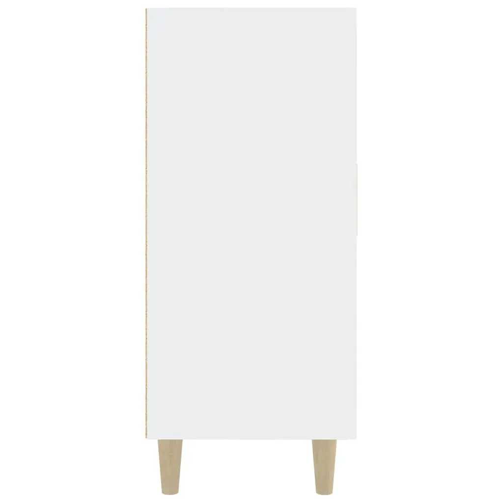 3 Door Storage Cabinet White 90x34x80 cm Sideboard Buffet Furniture with Top Surface for Display