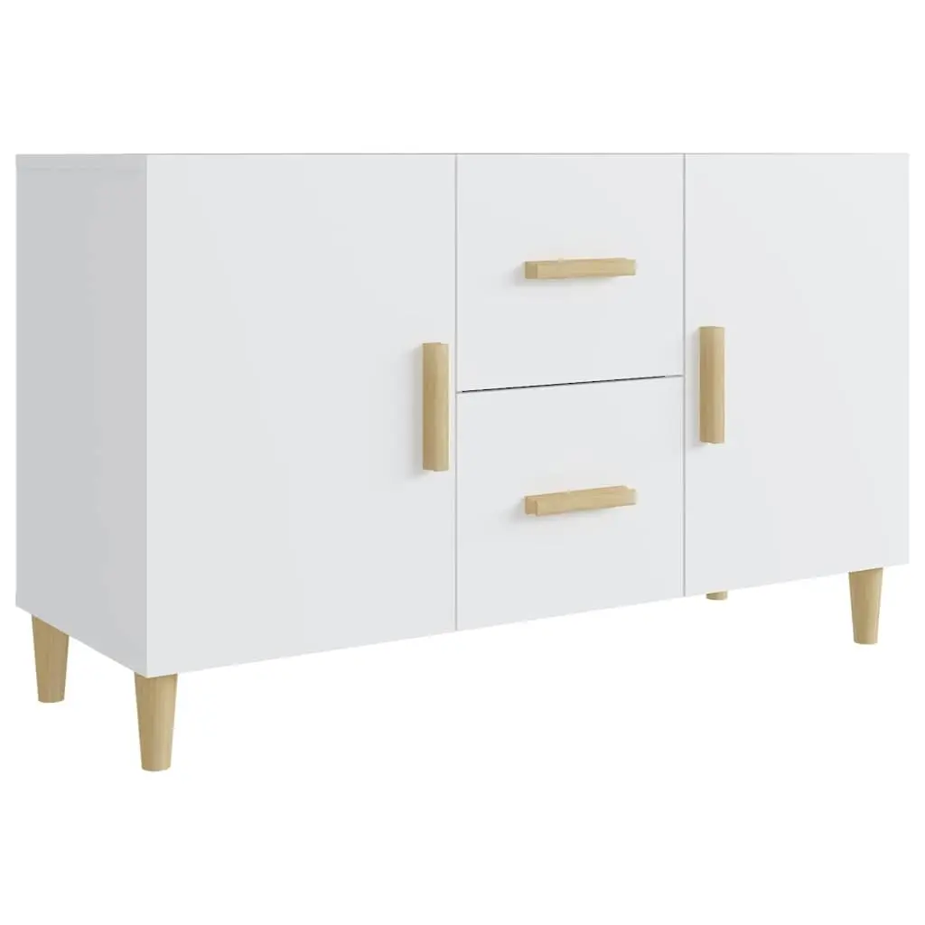 White Storage Cabinet Sideboard 100x36x60cm with 2 Doors and 2 Drawers Engineered Wood Furniture
