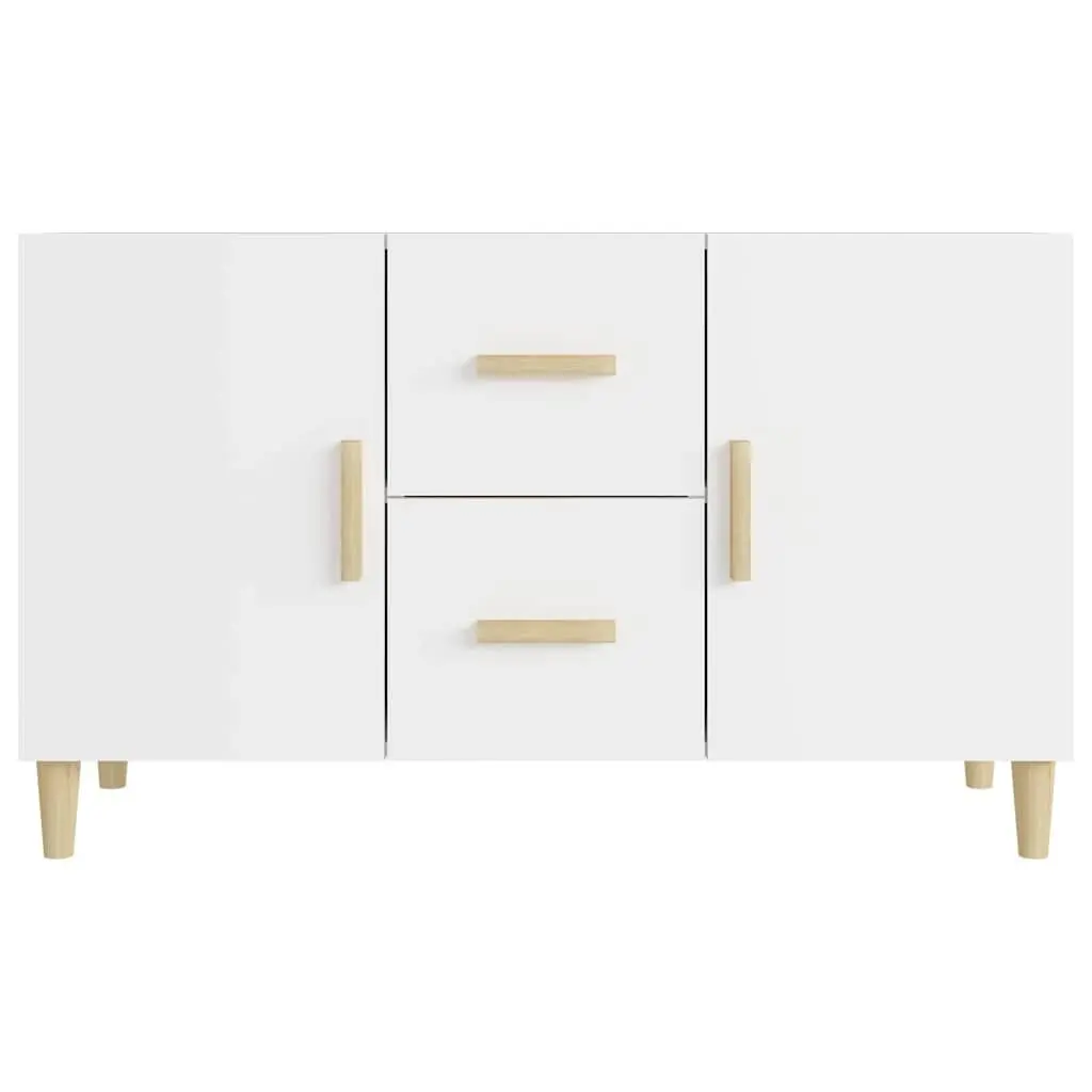 White Storage Cabinet Sideboard 100x36x60cm with 2 Doors and 2 Drawers Engineered Wood Furniture