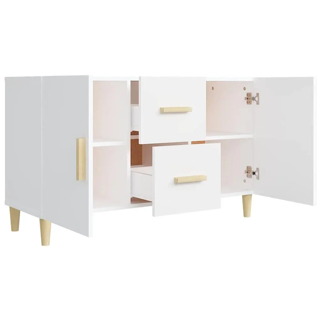 White Storage Cabinet Sideboard 100x36x60cm with 2 Doors and 2 Drawers Engineered Wood Furniture