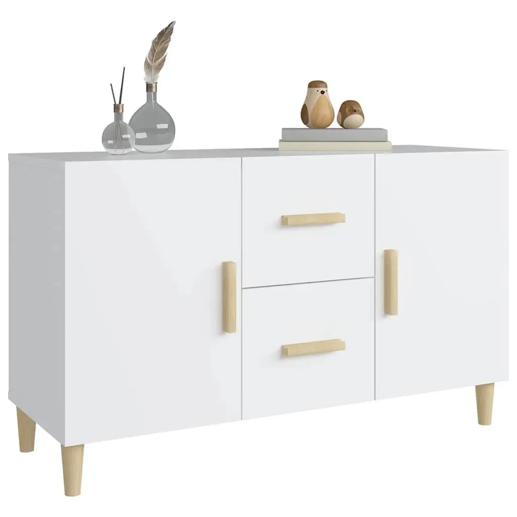 White Storage Cabinet Sideboard 100x36x60cm with 2 Doors and 2 Drawers Engineered Wood Furniture