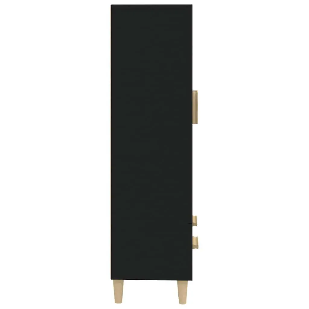 Black Highboard Sideboard Storage Cabinet 70x31x115cm Engineered Wood