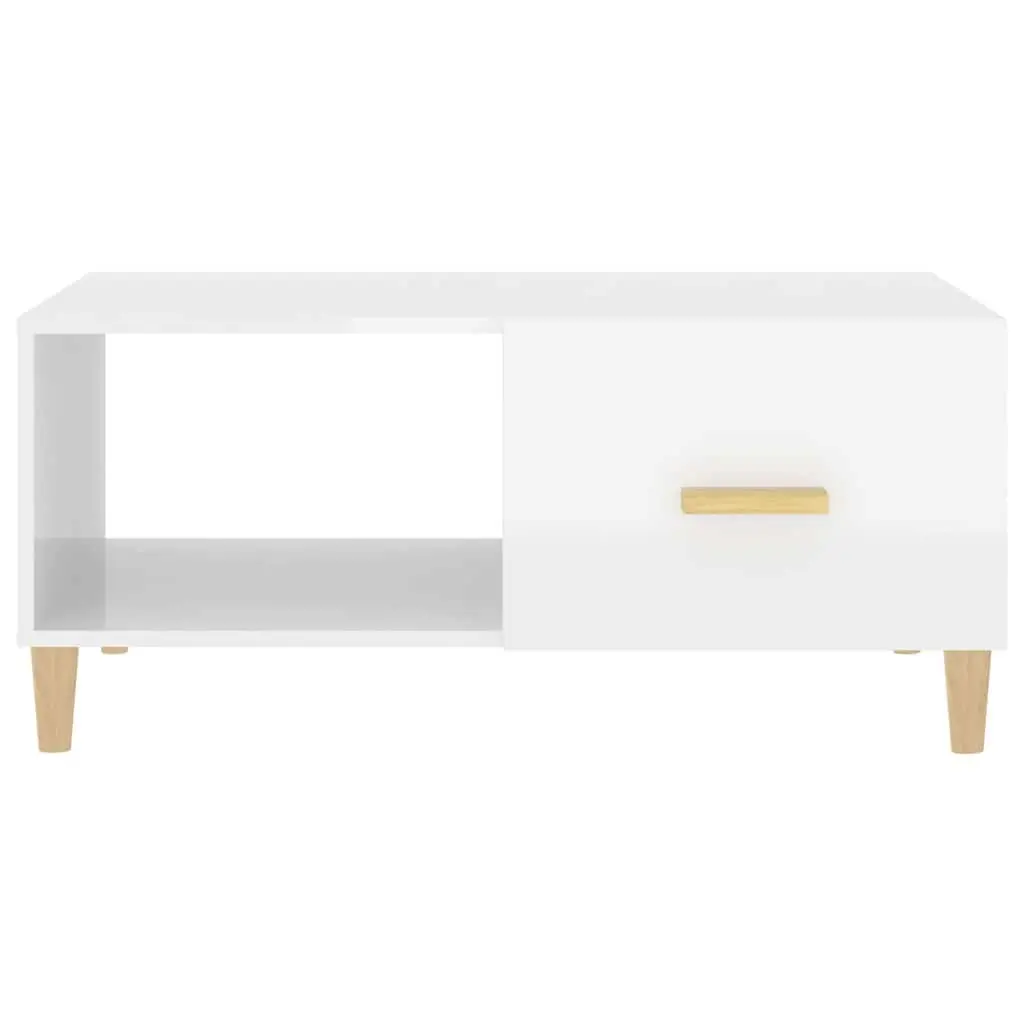 Coffee Table White High Gloss 89.5 x 50 x 40 cm Modern Storage Compartments