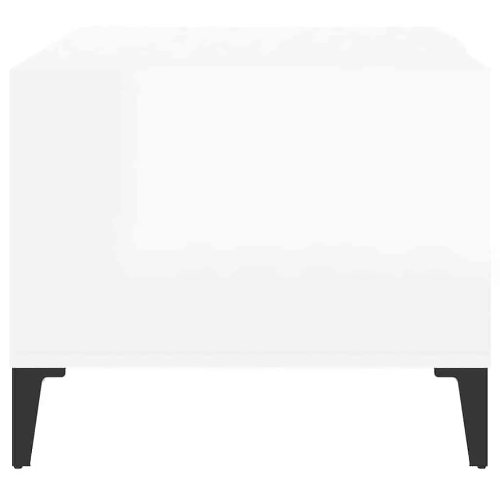 Coffee Table White High Gloss Modern Storage Engineered Wood 90Lx50Wx40H cm
