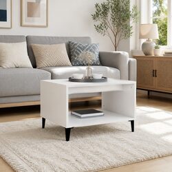 White Coffee Table with Open Compartment