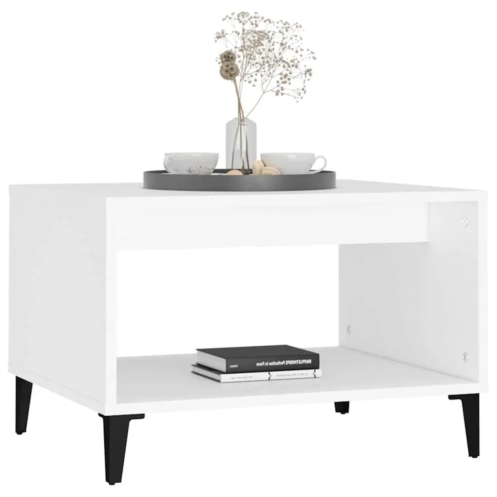 Coffee Table White Open Storage Compartment Living Room Accent Furniture