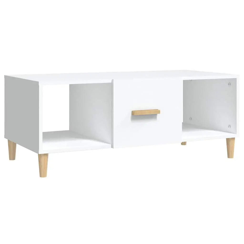 Coffee Table White 102x50x40 cm Storage Compartments Drawer