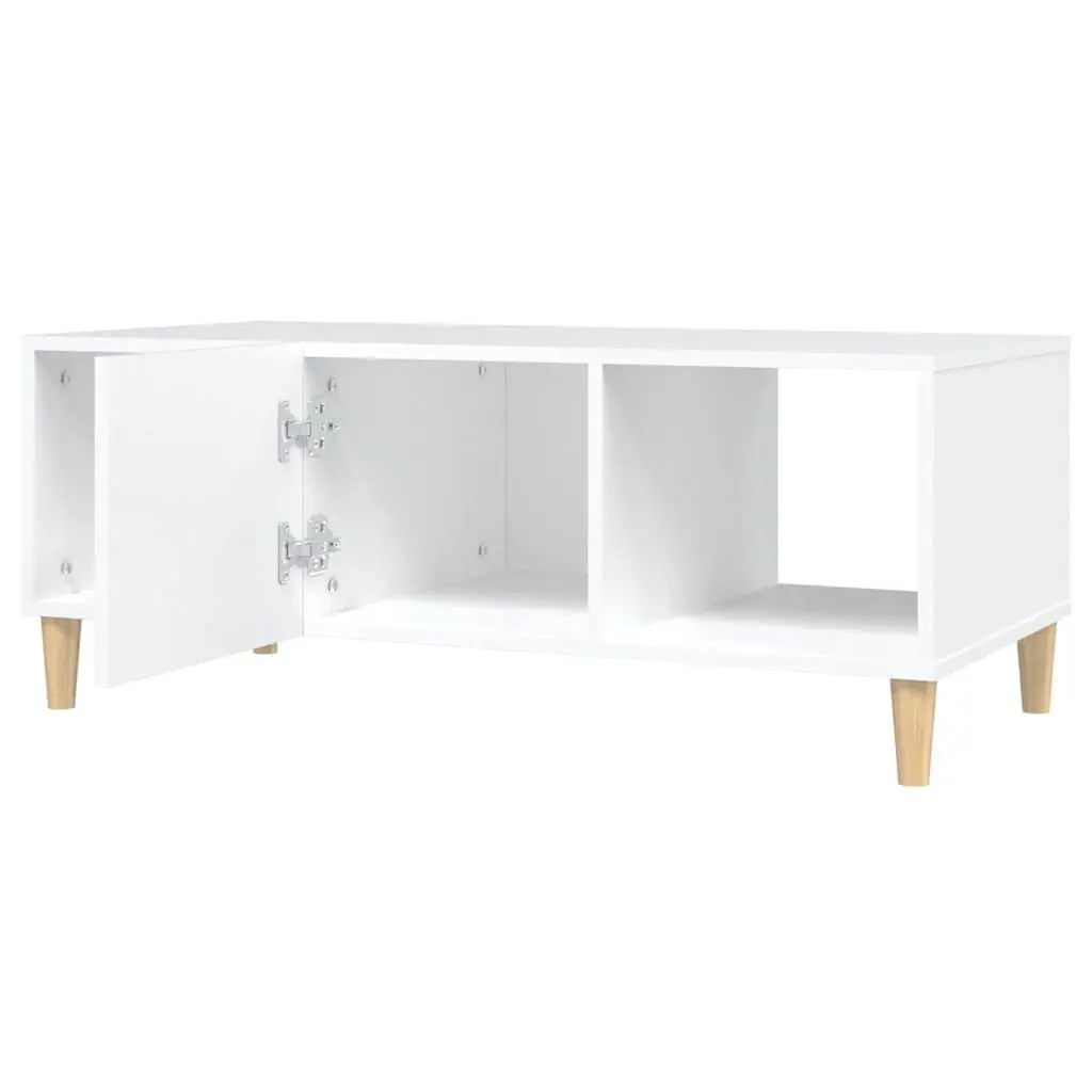 Coffee Table White 102x50x40 cm Storage Compartments Drawer