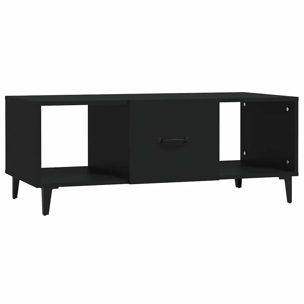 Coffee Table Engineered Wood Black 102x50x40 cm with Storage Compartments