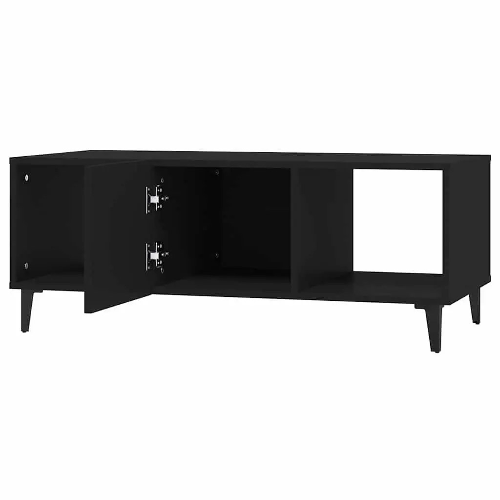 Coffee Table Engineered Wood Black 102x50x40 cm with Storage Compartments