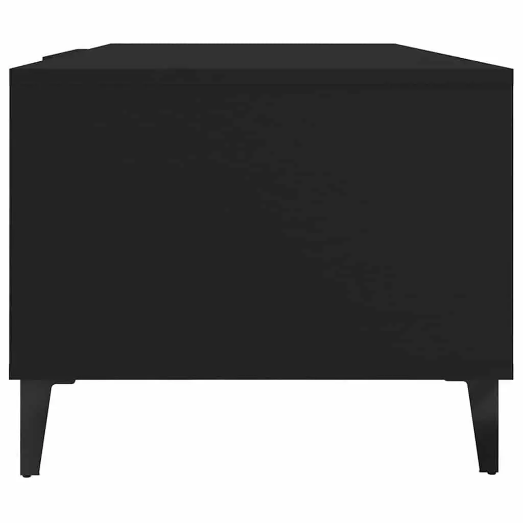 Coffee Table Engineered Wood Black 102x50x40 cm with Storage Compartments