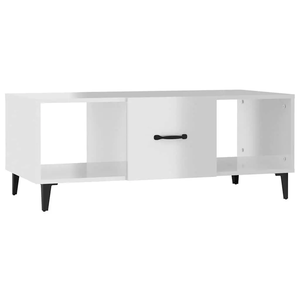 Coffee Table High Gloss White Storage Compartments Modern Living Room Accent