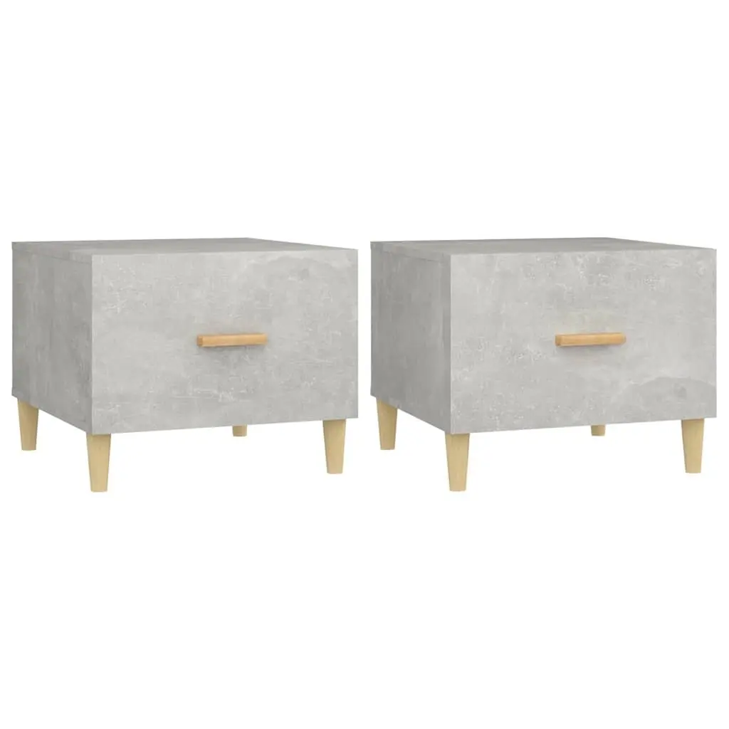 Coffee Tables Set of 2 Grey Side Tables with Drawers Storage Engineered Wood