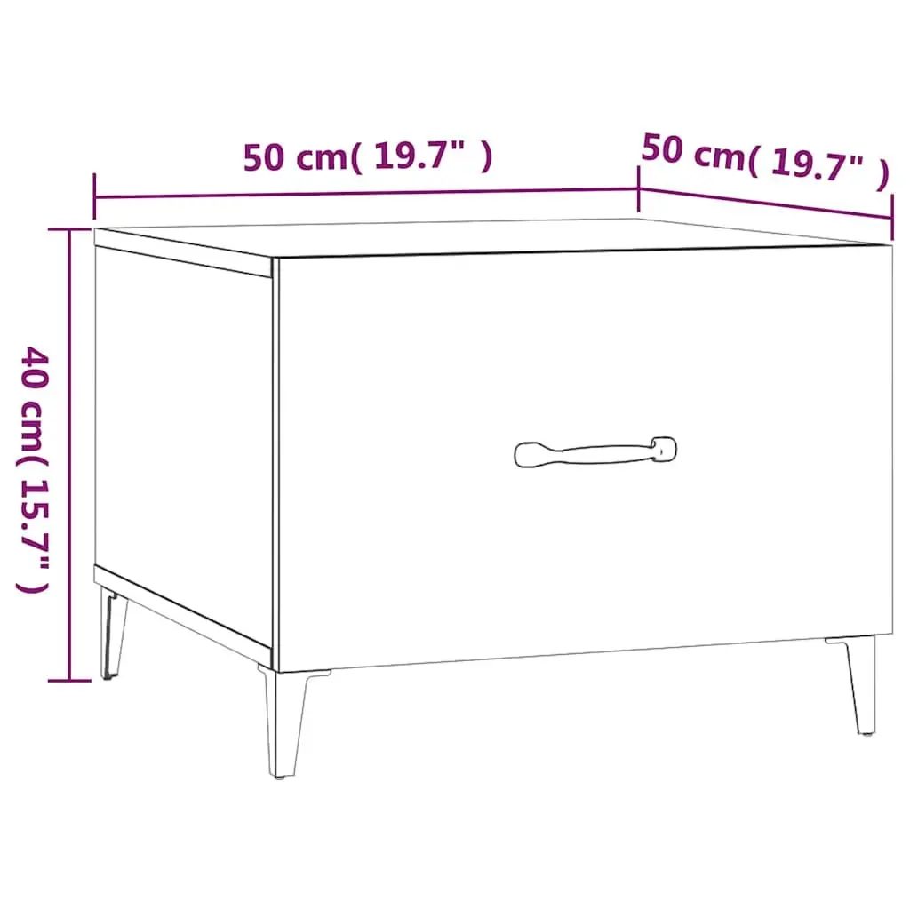 Coffee Table Set Black 50x50x40 cm Industrial Metal Legs Storage Drawer
