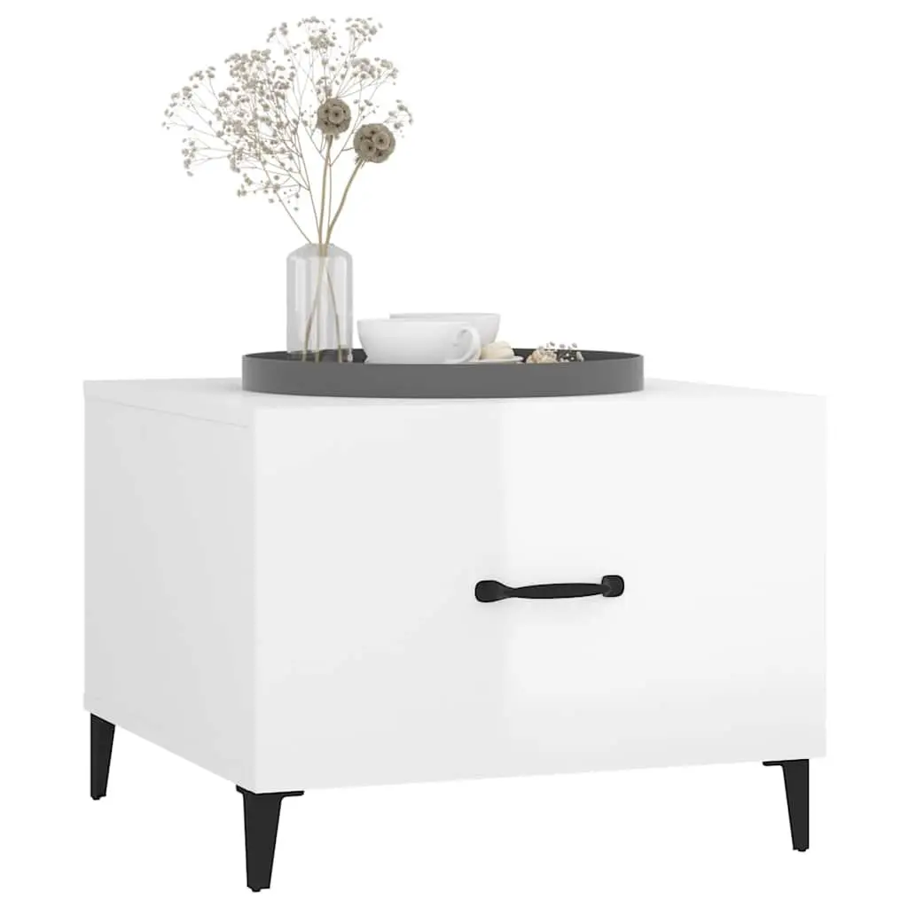 Coffee Tables High Gloss White 50 x 50 x 40 cm Metal Legs 2 Piece Set
