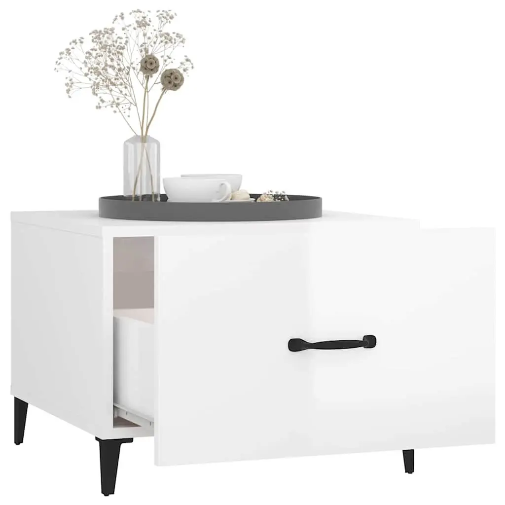 Coffee Tables High Gloss White 50 x 50 x 40 cm Metal Legs 2 Piece Set