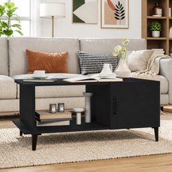 Black Coffee Table with Shelf and Storage