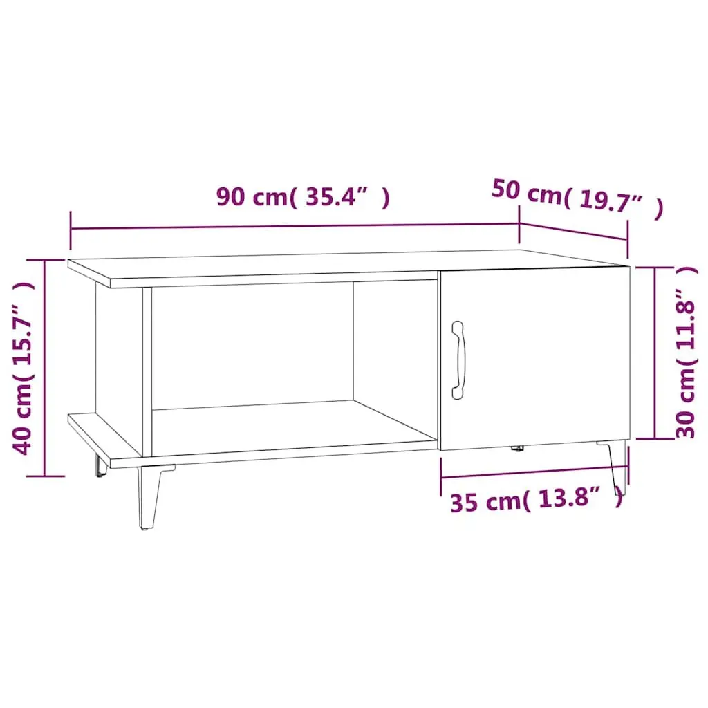 Coffee Table White High Gloss with Storage Compartment and Shelf Metal Legs