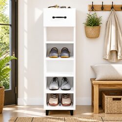 High Gloss White Shoe Cabinet with Easy Assembly
