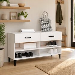 Concise and Functional White Shoe Cabinet with Storage