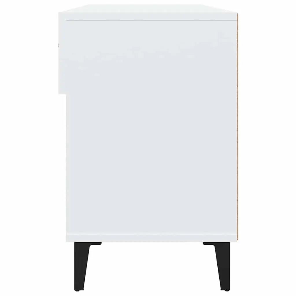 Shoe Cabinet White Engineered Wood 2 Drawers 4 Compartments