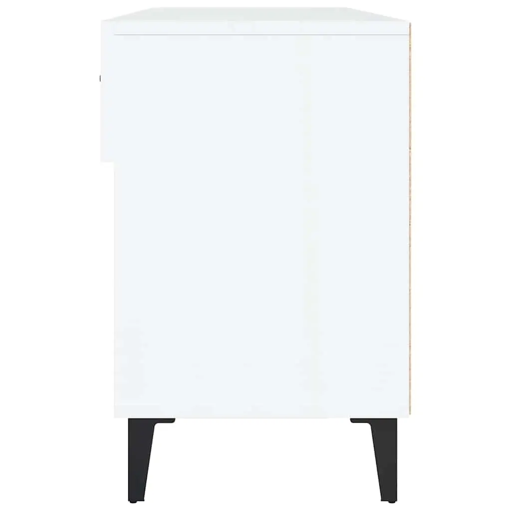 Shoe Cabinet White Engineered Wood High Gloss 2 Drawers 4 Compartments