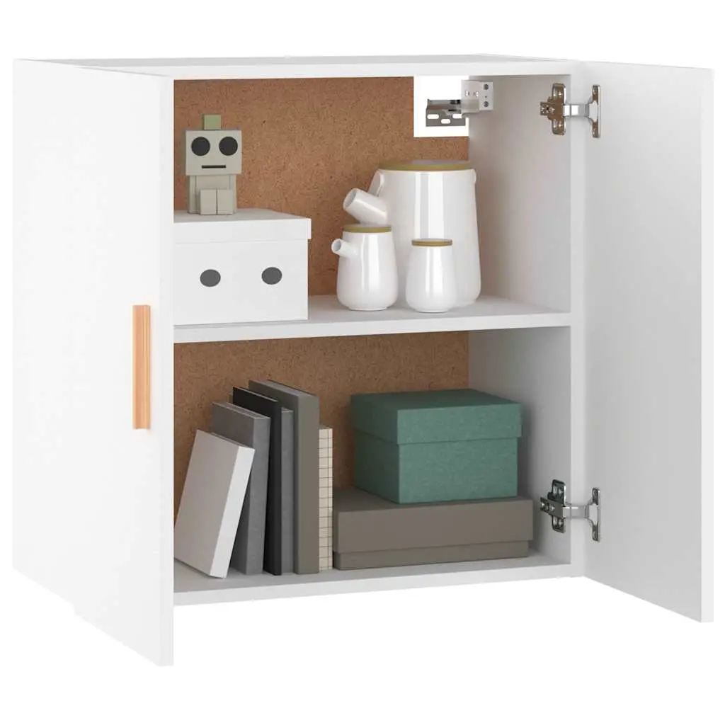Wall Cabinet Storage Floating Engineered Wood White 60x30x60cm Living Room