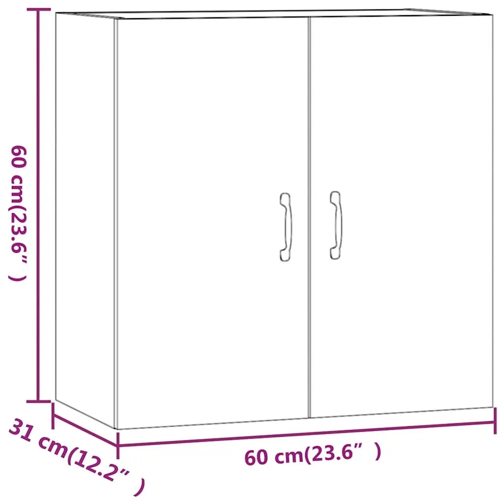 Wall Cabinet White 60x31x60 cm Engineered Wood 2 Door Floating