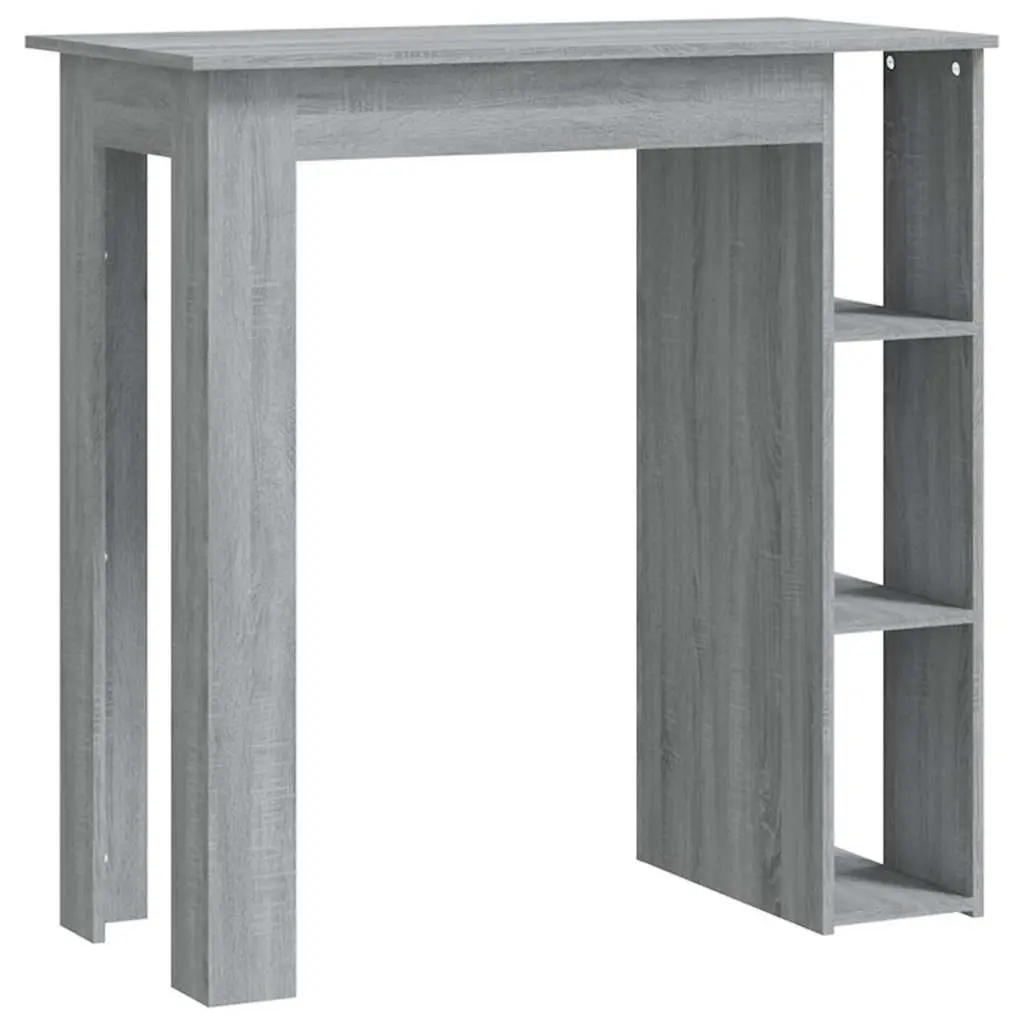 Bar Table Grey Compact with Storage Shelves for Kitchen Dining Room
