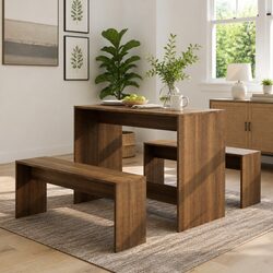 3 Piece Dining Set in Brown Oak Finish