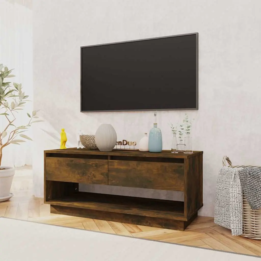 Brown TV Cabinet with Drawers and Open Space