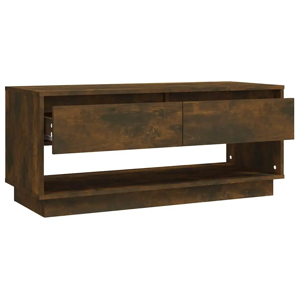 Brown TV Cabinet with Drawers and Open Space