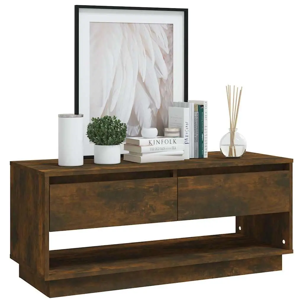 Brown TV Cabinet with Drawers and Open Space