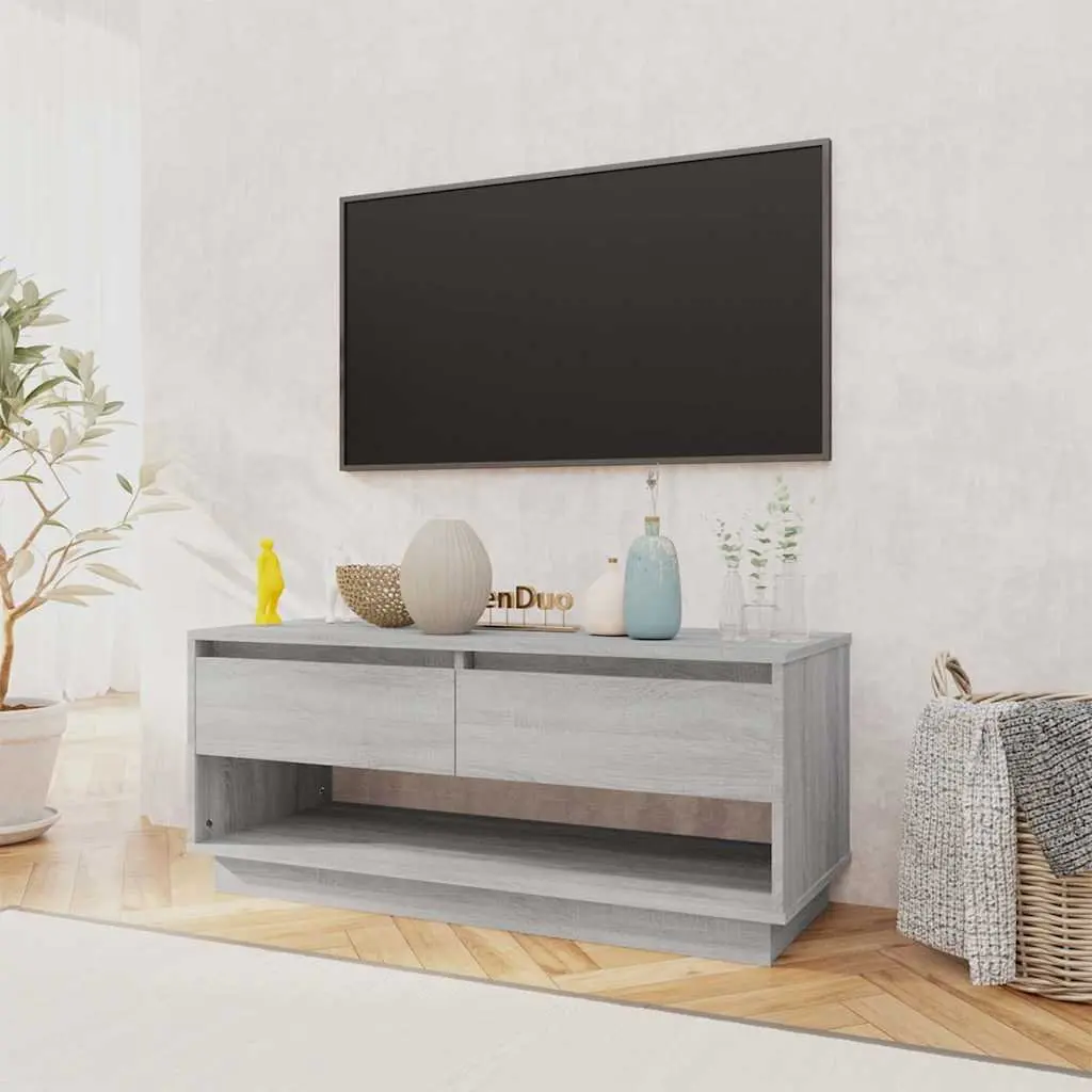 TV Cabinet Grey Sonoma Engineered Wood Living Room Media Storage Lowboard