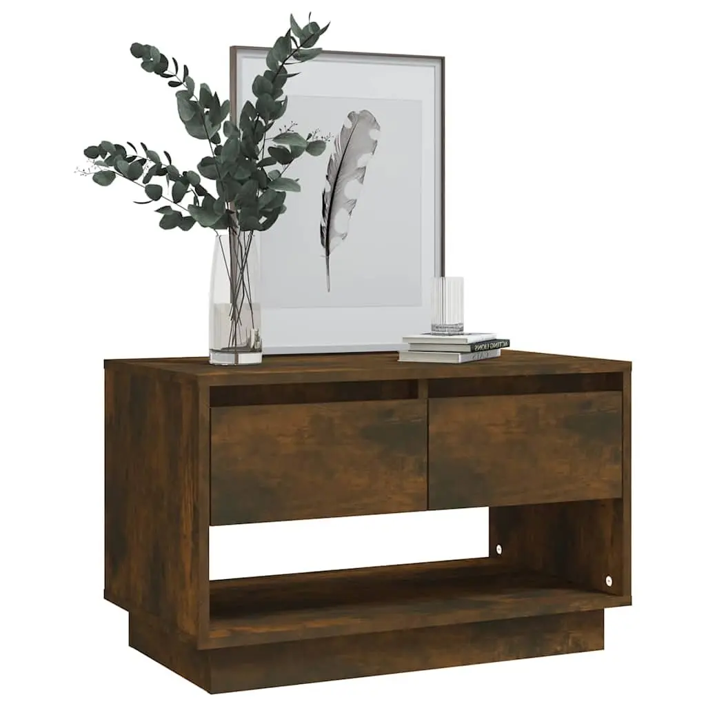 TV Cabinet Brown Engineered Wood 70 x 41 x 44 cm 2 Drawers Open Compartment