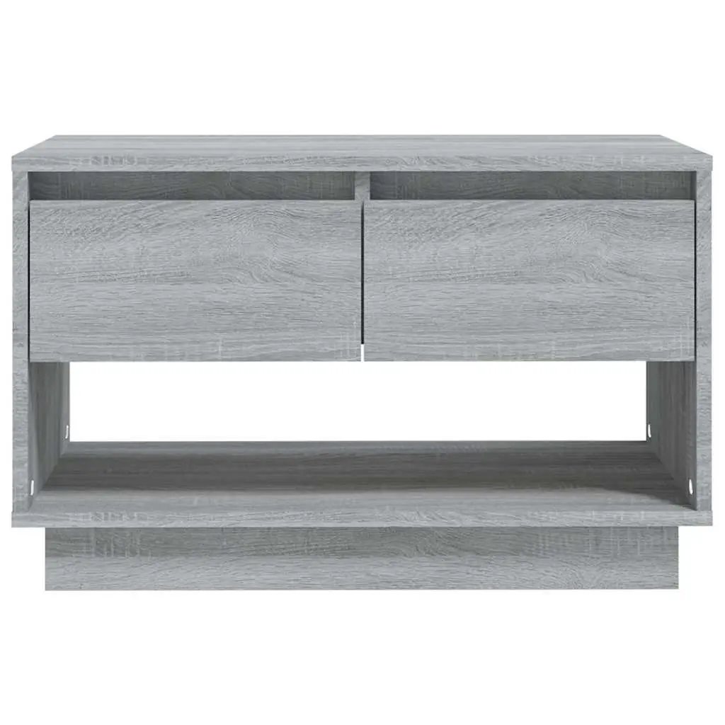 TV Cabinet Grey 70x41x44cm Living Room Storage Unit with 2 Drawers and Open Compartment