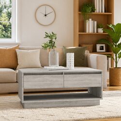 Concise Coffee Table with Storage in Grey Sonoma