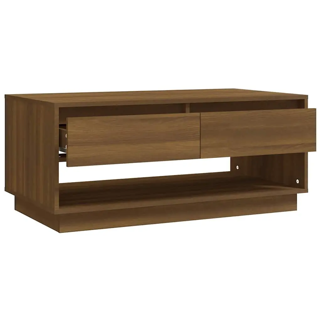 Coffee Table Brown 102.5x55x44 cm with Drawers Storage Living Room Furniture