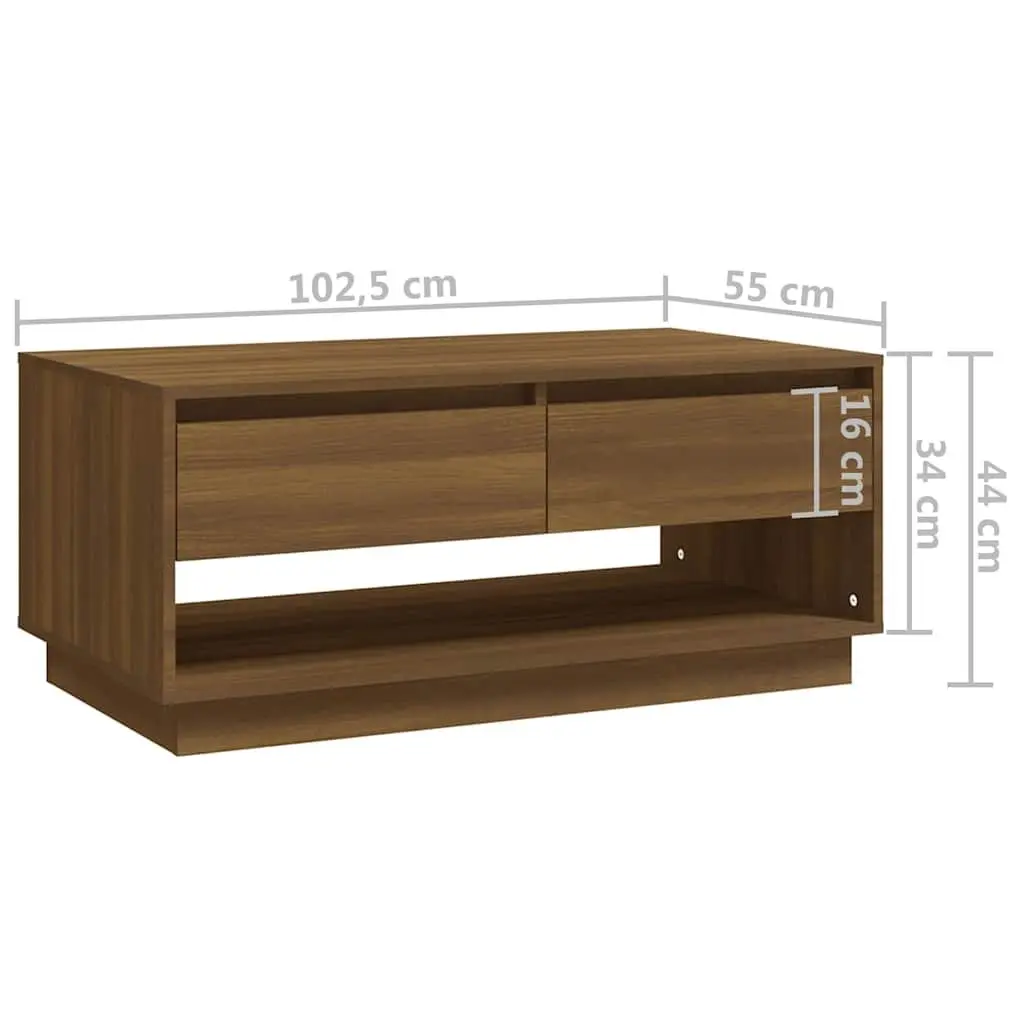 Coffee Table Brown 102.5x55x44 cm with Drawers Storage Living Room Furniture