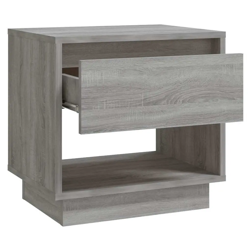 Grey Sonoma Bedside Cabinet Set 2 pcs Nightstand with Storage Drawer and Open Compartment