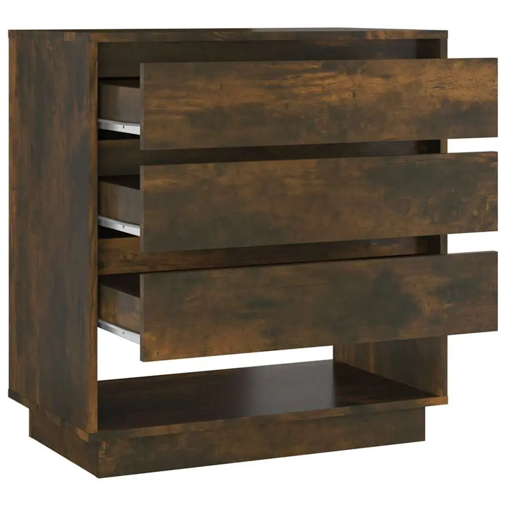 Sideboard Brown Engineered Wood Storage Cabinet 3 Drawers 1 Compartment Home