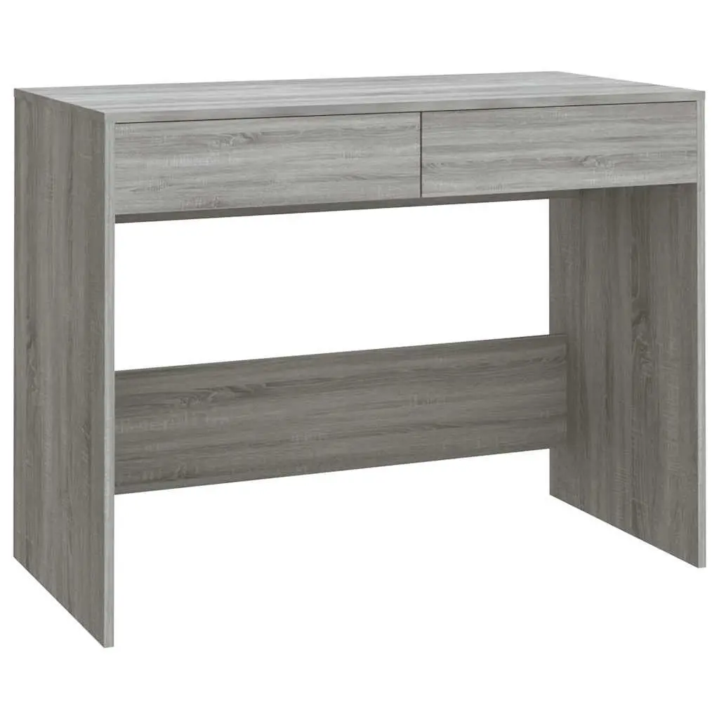 Office Desk Grey 101x50x76.5cm 2 Drawers Storage