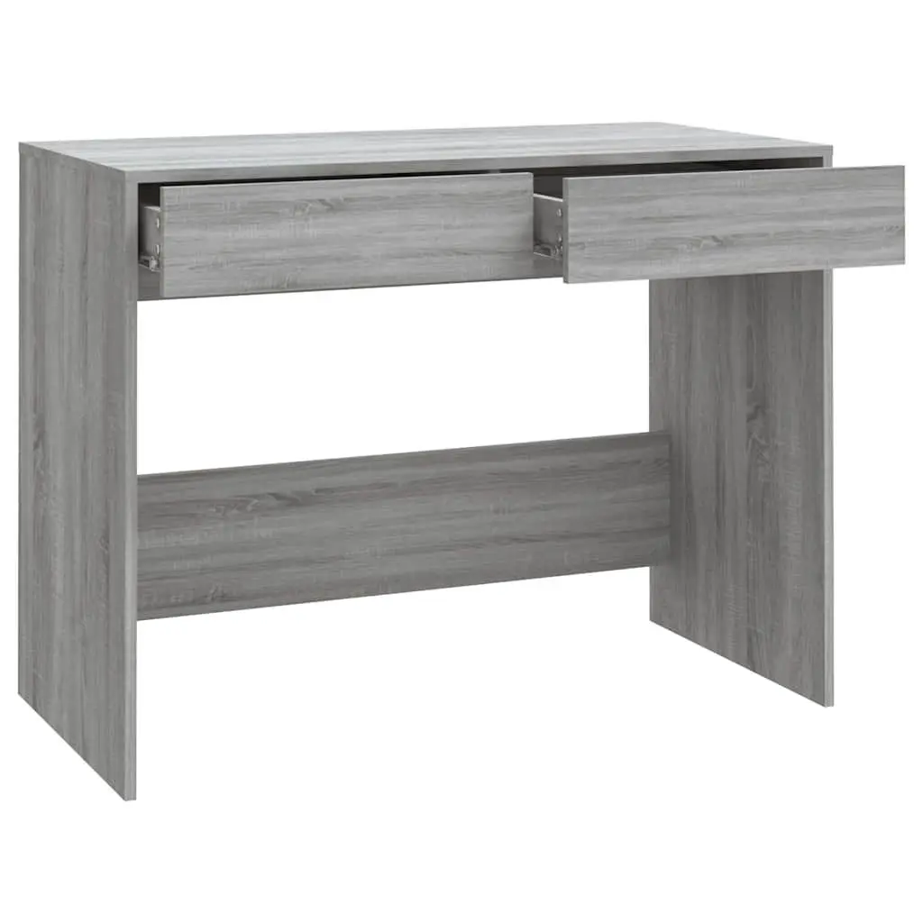 Office Desk Grey 101x50x76.5cm 2 Drawers Storage