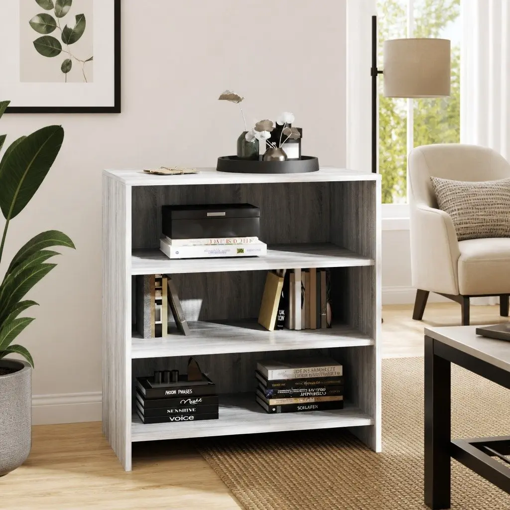 Sideboard Grey 3 Shelf Storage Cabinet Display Buffet Furniture