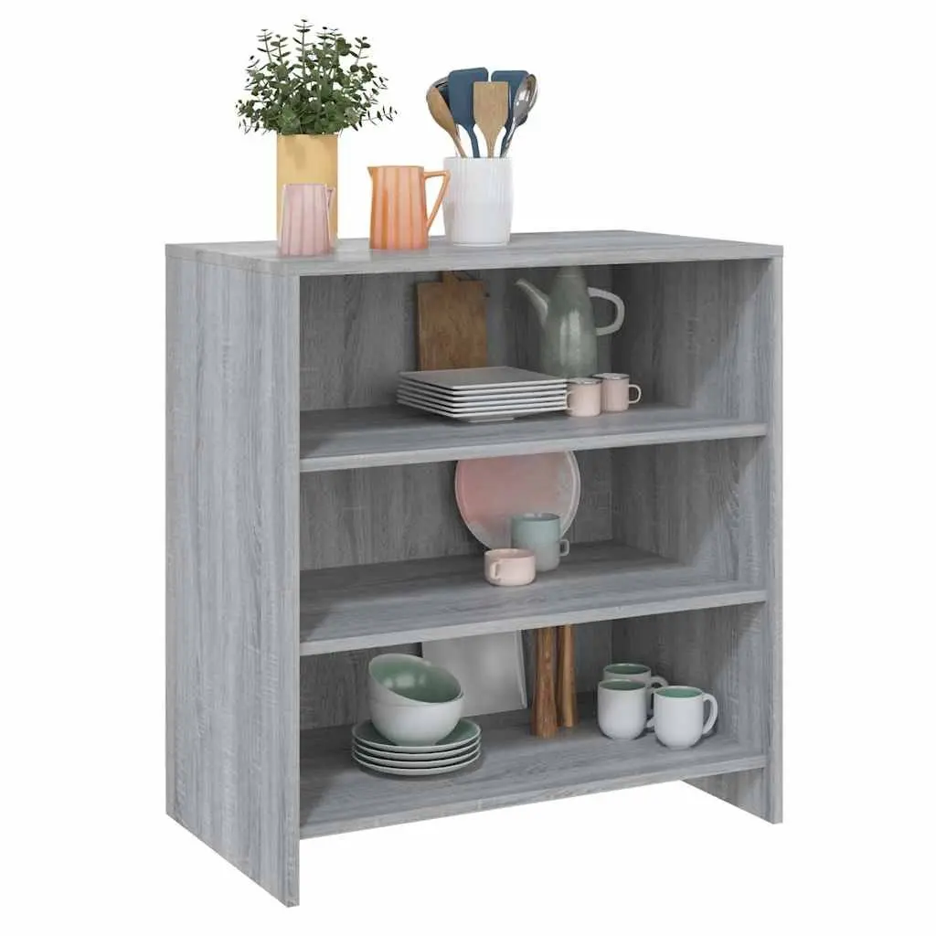 Sideboard Grey 3 Shelf Storage Cabinet Display Buffet Furniture
